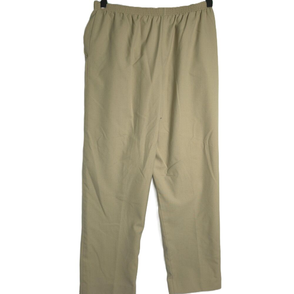 Alfred Dunner Beige Straight Leg Elastic Waistband Pants Petite 14